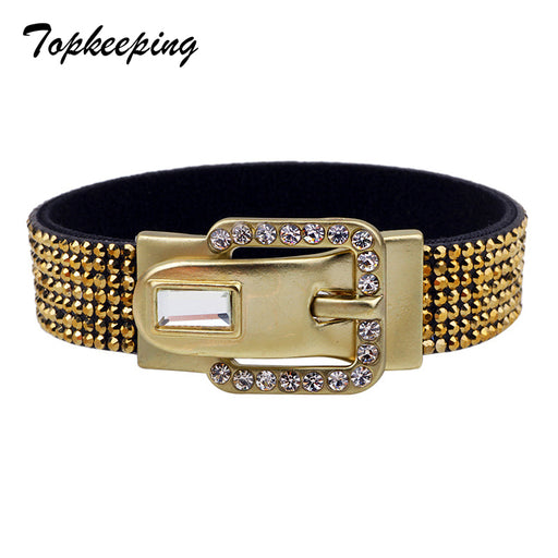 Wide Cuff Buckle Belt Leather Bracelet