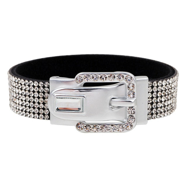 Wide Cuff Buckle Belt Leather Bracelet