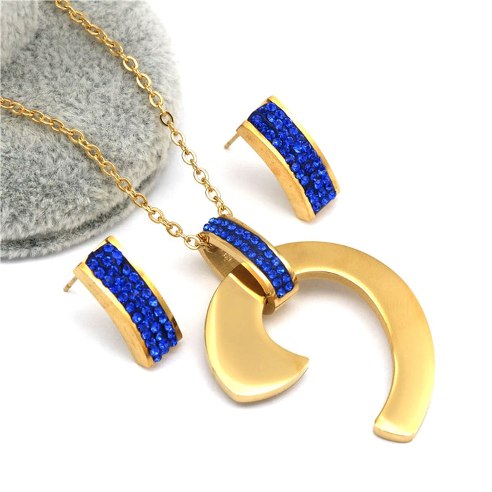 Zircon Gold Color Stainless Steel Jewelry Set