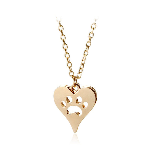 Dog Paw Print Heart Necklace