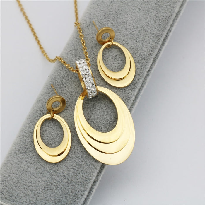 Stainless Steel Gold Color Jewelry Set