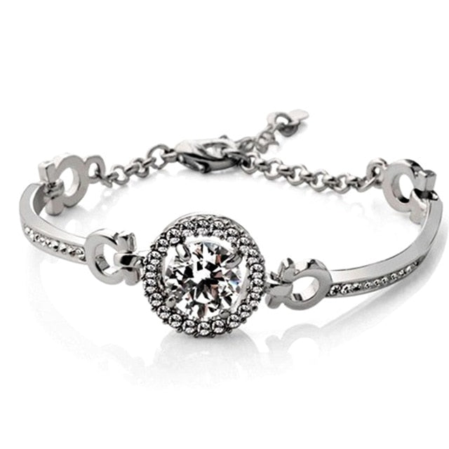 Silver Solid Color Heart Hollow Out Bracelet