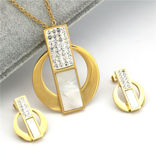 Zircon Drop Stainless Steel Jewelry Set