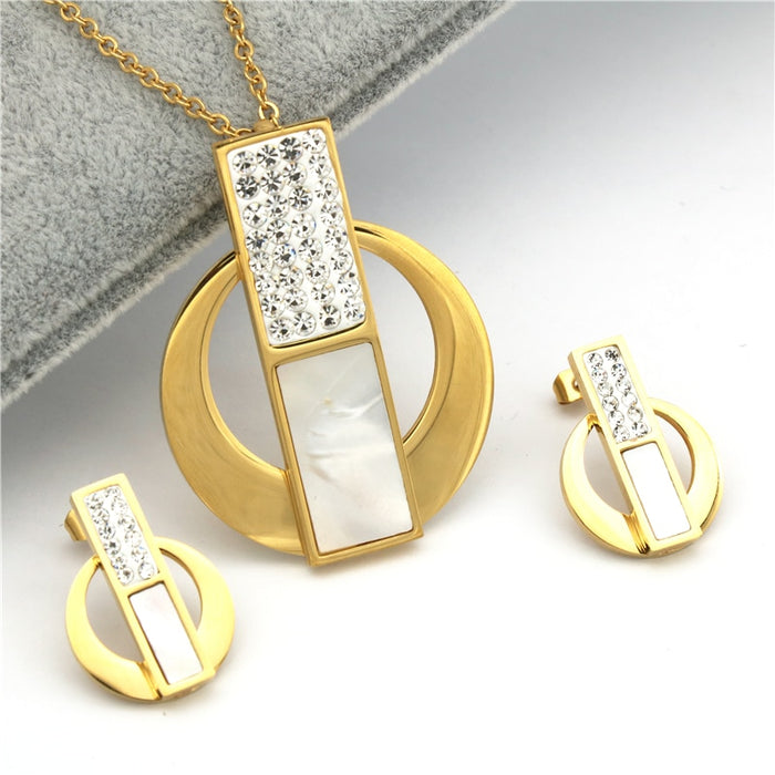 Zircon Drop Stainless Steel Jewelry Set