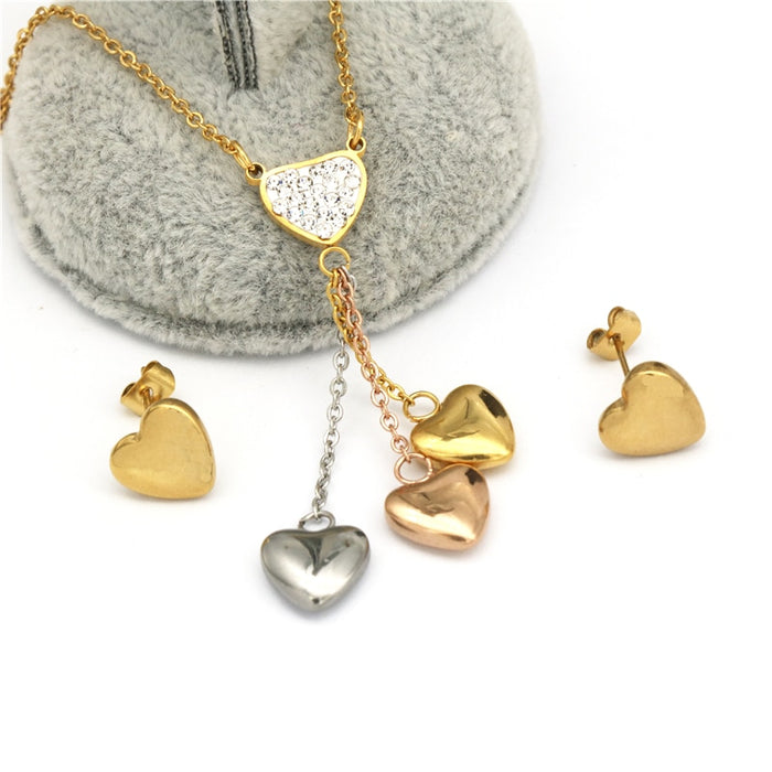 Gold Color Heart Shape Jewelry Set