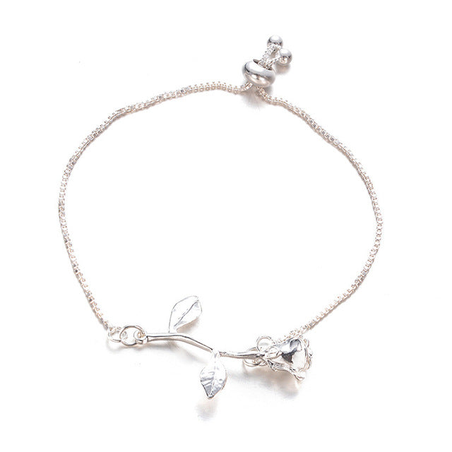 Silver Solid Color Heart Hollow Out Bracelet