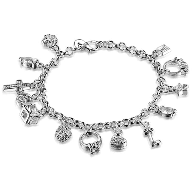 Silver Solid Color Heart Hollow Out Bracelet