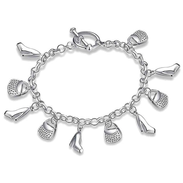 Silver Solid Color Heart Hollow Out Bracelet