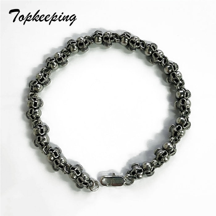 Twin Skull Punk Rock Bracelet