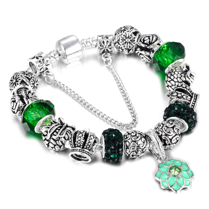 Snake Chain & Murano Glass Beads Pandora Bracelet