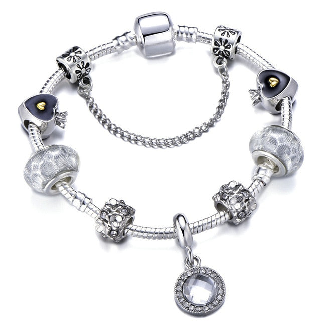 Snake Chain & Murano Glass Beads Pandora Bracelet