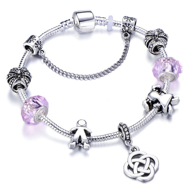 Snake Chain & Murano Glass Beads Pandora Bracelet