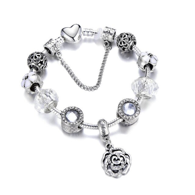 Snake Chain & Murano Glass Beads Pandora Bracelet