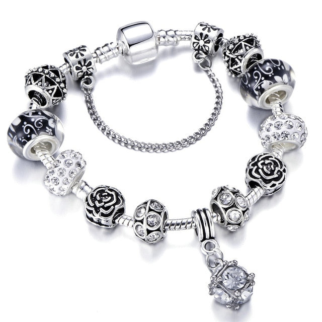 Snake Chain & Murano Glass Beads Pandora Bracelet