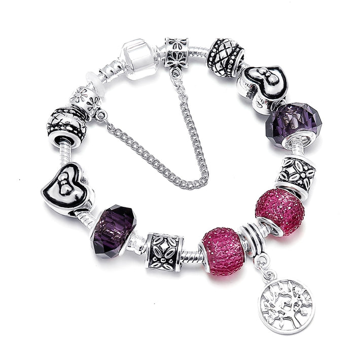 Purple Crystal Tree Of Life Bracelet