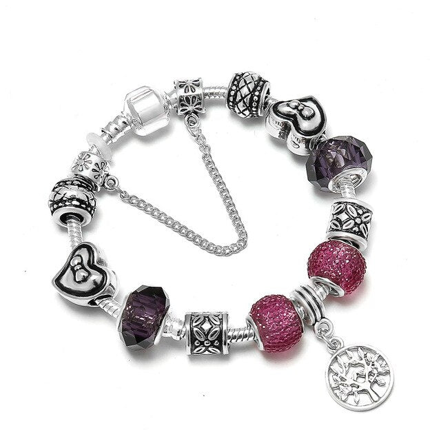Purple Crystal Tree Of Life Bracelet