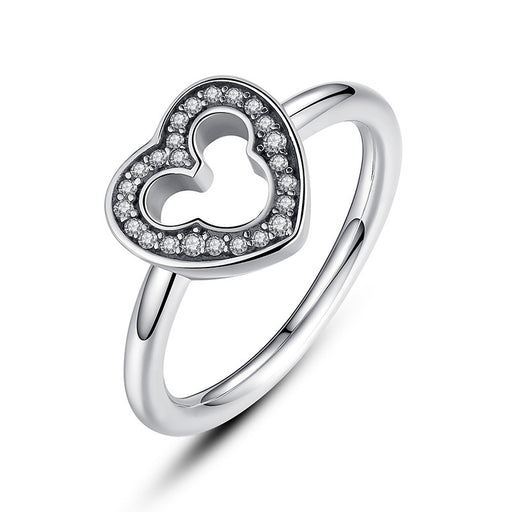 Mickey Heart Silver Pandora Ring