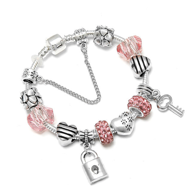 Love Heart Key and Lock Pandora Bracelet