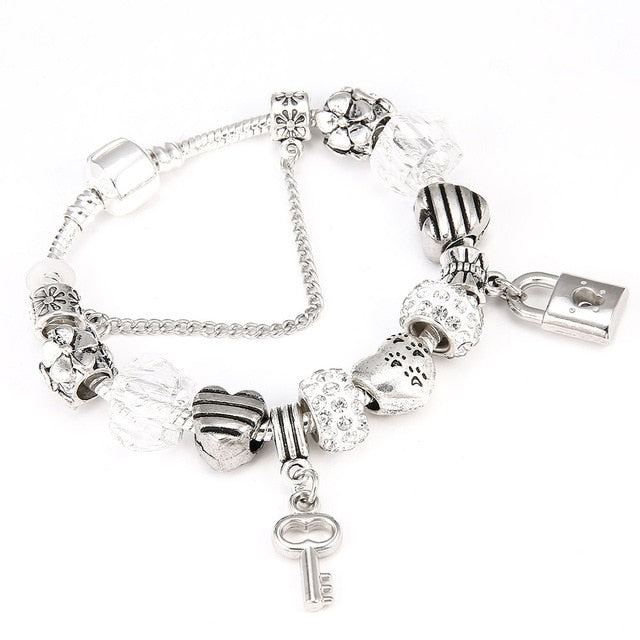 Love Heart Key and Lock Pandora Bracelet