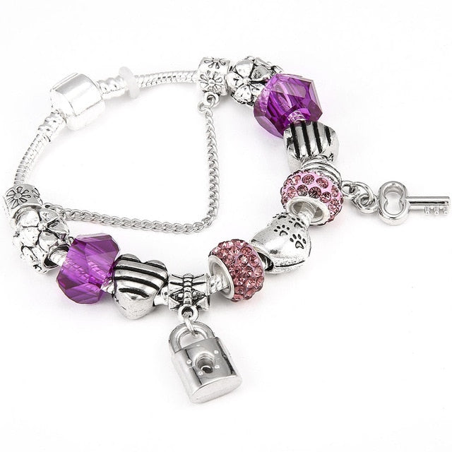 Love Heart Key and Lock Pandora Bracelet