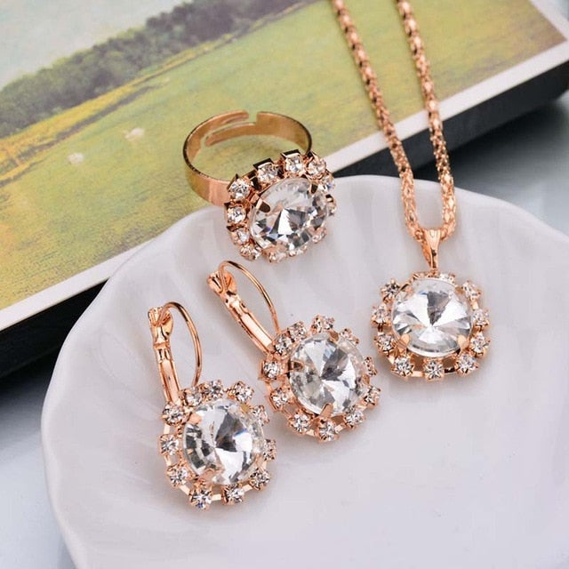 Conical Purple Crystal Jewelry Sets