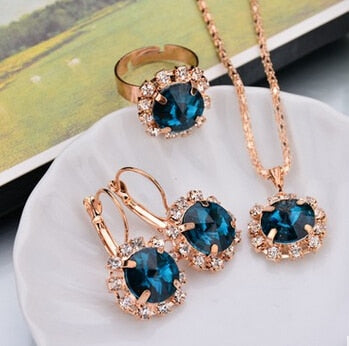 Conical Purple Crystal Jewelry Sets