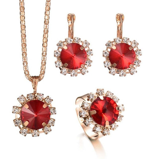 Conical Purple Crystal Jewelry Sets