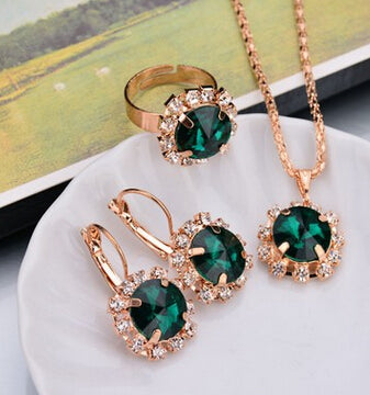 Conical Purple Crystal Jewelry Sets