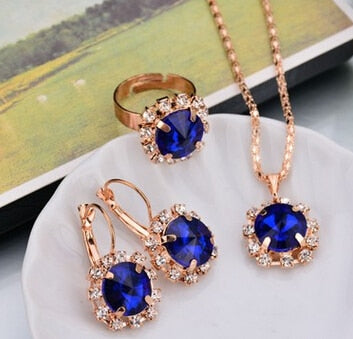 Conical Purple Crystal Jewelry Sets