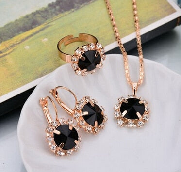 Conical Purple Crystal Jewelry Sets