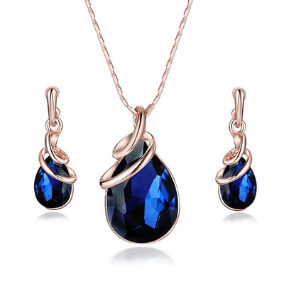 Gem Water Drop Jewelry Set