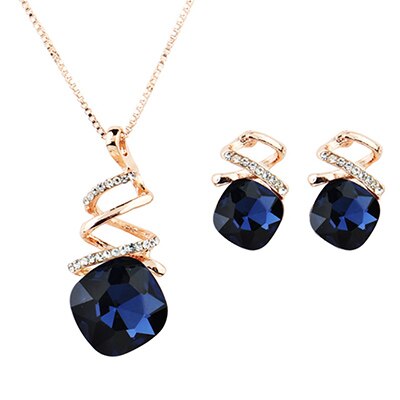 Rhinestone Spiral Water Drop Jewelry Set
