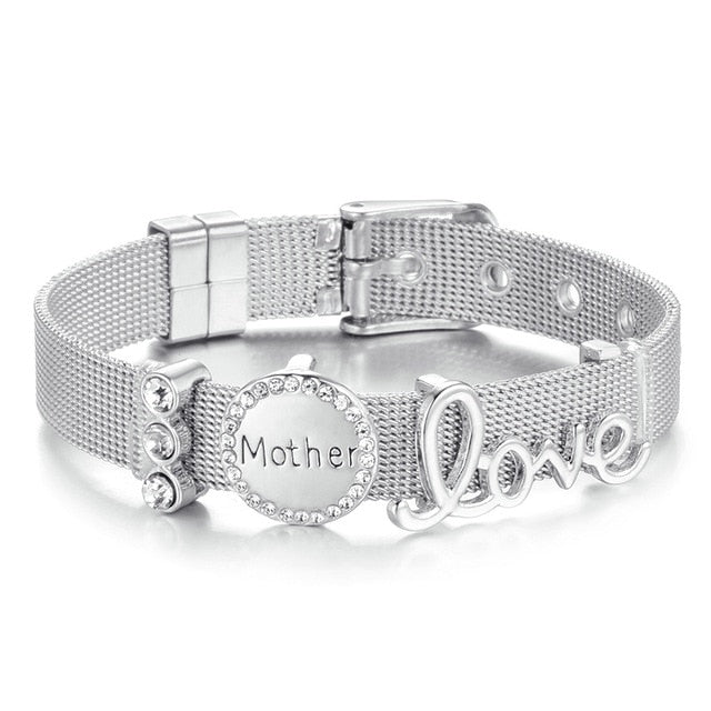 Stainless Steel Mesh Charm Bracelet