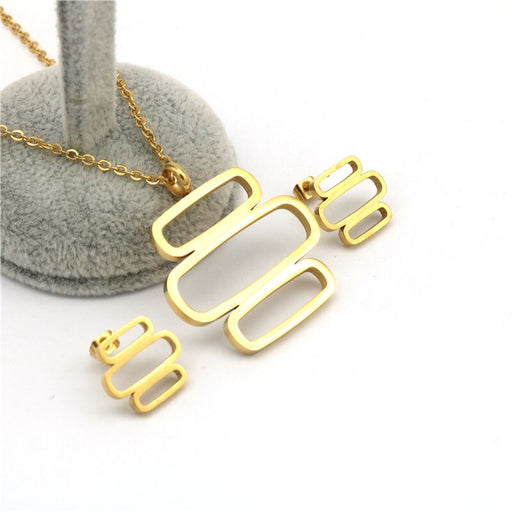 Geometry Rhinestone Stainless Steel Jewelry Set