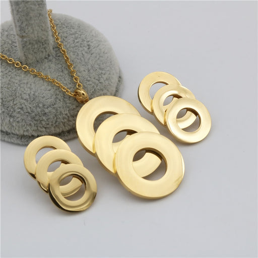 Round Shape Gold Color Jewelry Set