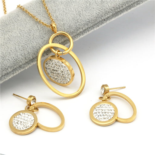 Crystal Gold Color Jewelry Set