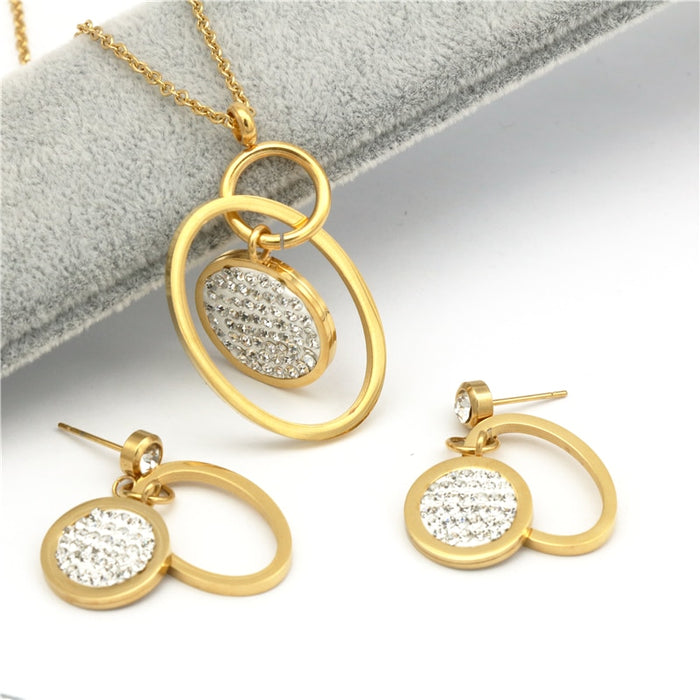 Crystal Gold Color Jewelry Set