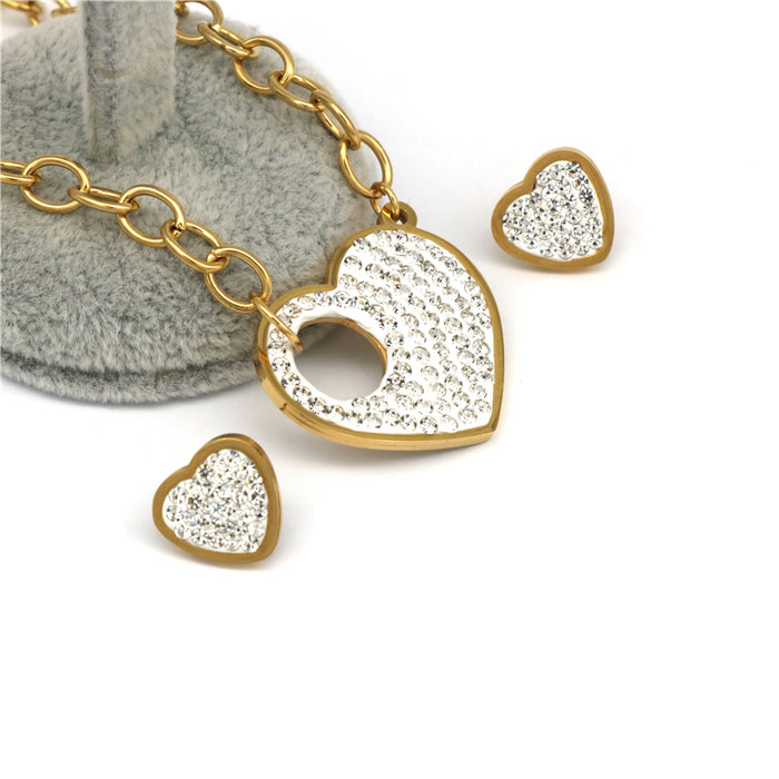 Zircon Gold Color Stainless Steel Jewelry Set