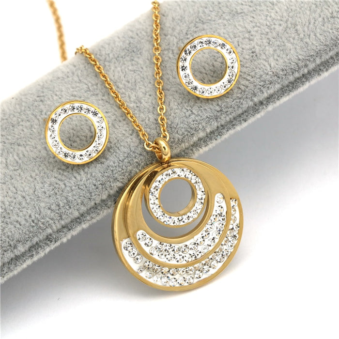 Crystal Stainless Steel Jewelry Set