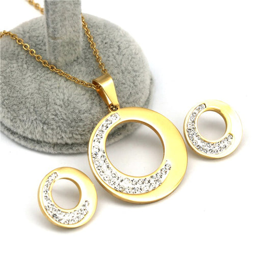 Zircon Gold Color Stainless Steel Jewelry Set