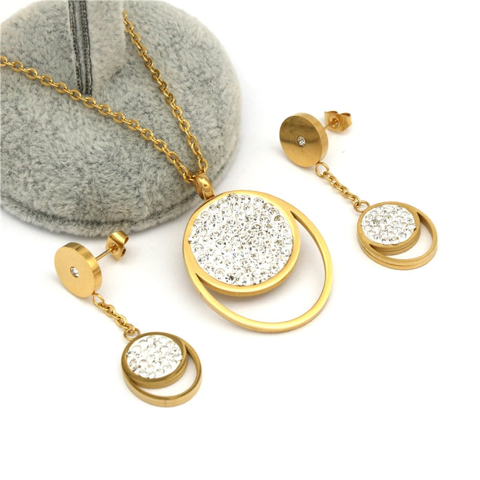 Crystal Stainless Steel Jewelry Set