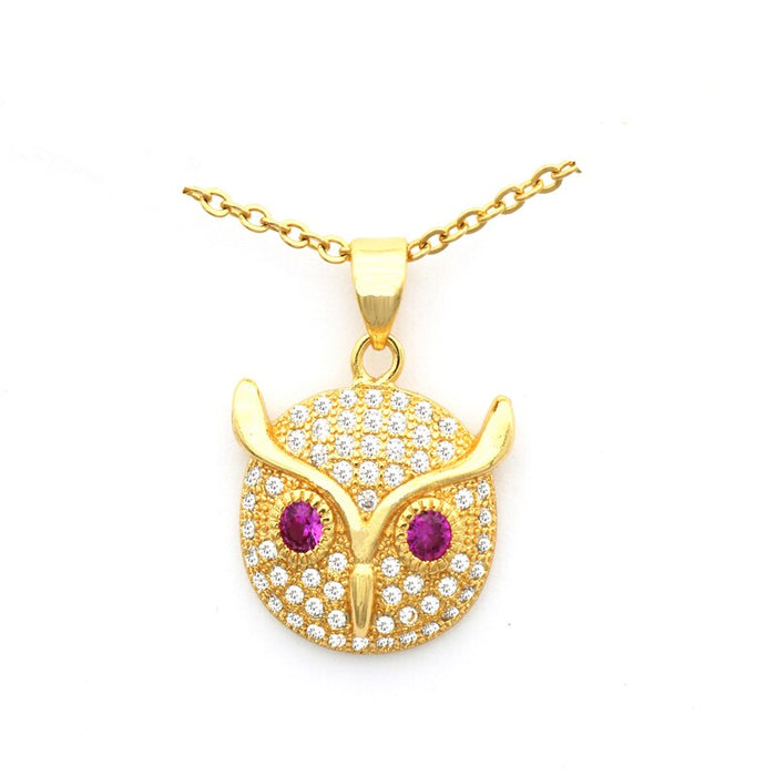 Owl Head Crystal Aolly Necklace