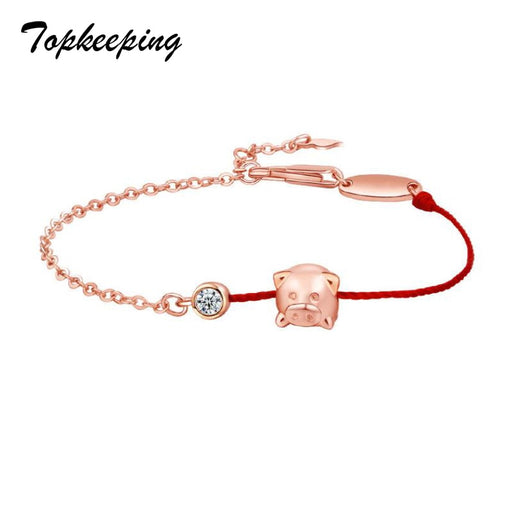 Zodiac Crystal Pig Red Rope Bracelet