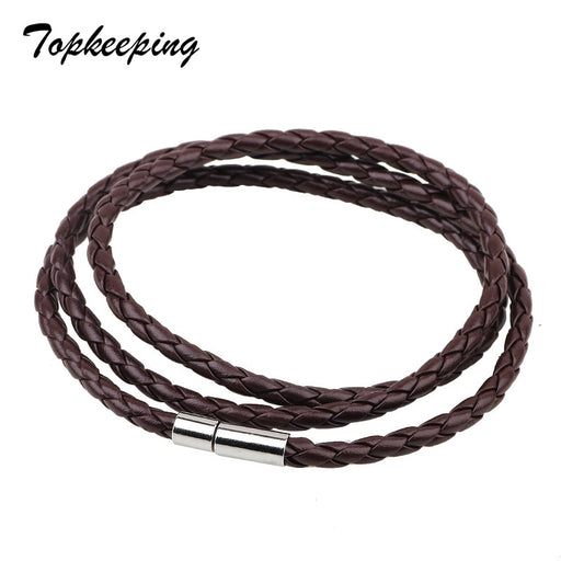 Black Leather Rope Chain Bracelet