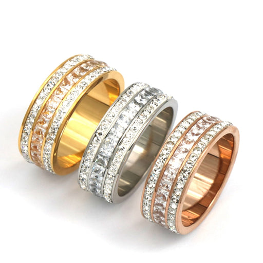 Crystal Rhinestone Rose Gold Stainless Steel Ring