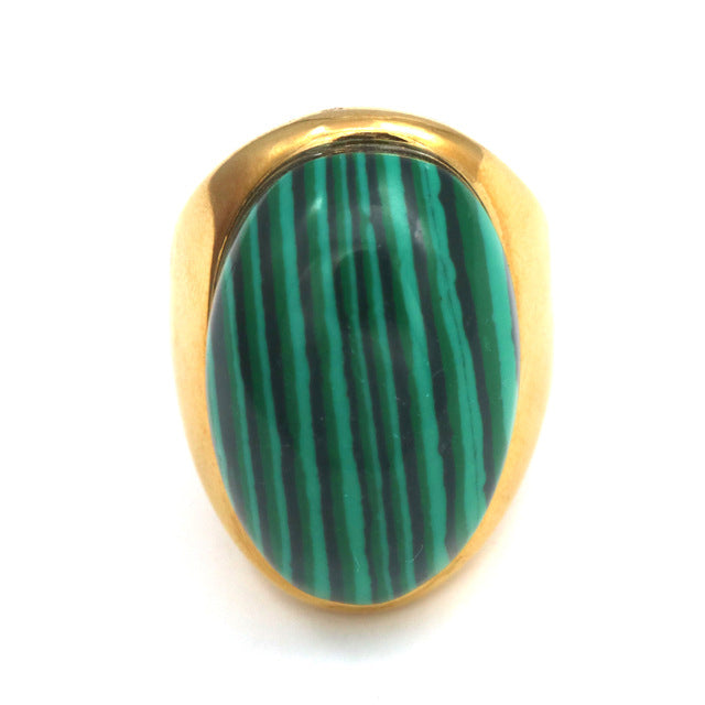 Big Opal Stainless Steel Ring