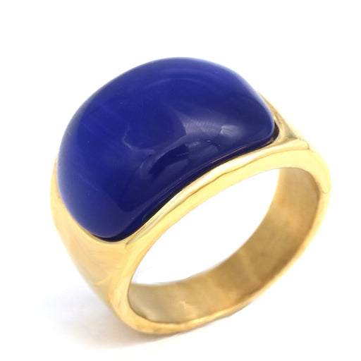 Stainless Steel Rins Vintage Anillos with Green Opal Ring