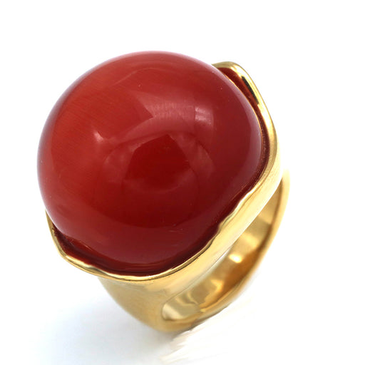 Big Opal Stainless Steel Ring