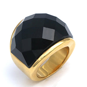 Stainless Steel Big Crystal Ring