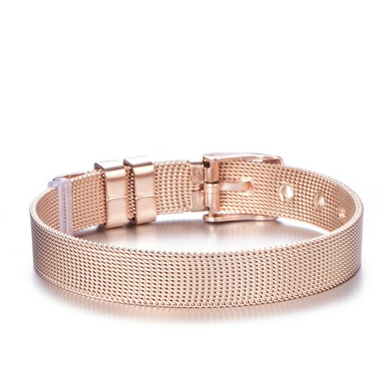 Stainless Steel Mesh Rose Gold Crystal Bracelet